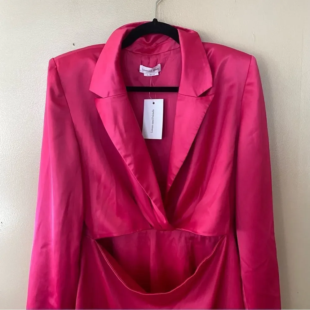 NWT Lovers and Friends Andie blazer dress pink satin mini cut out Revolve XL